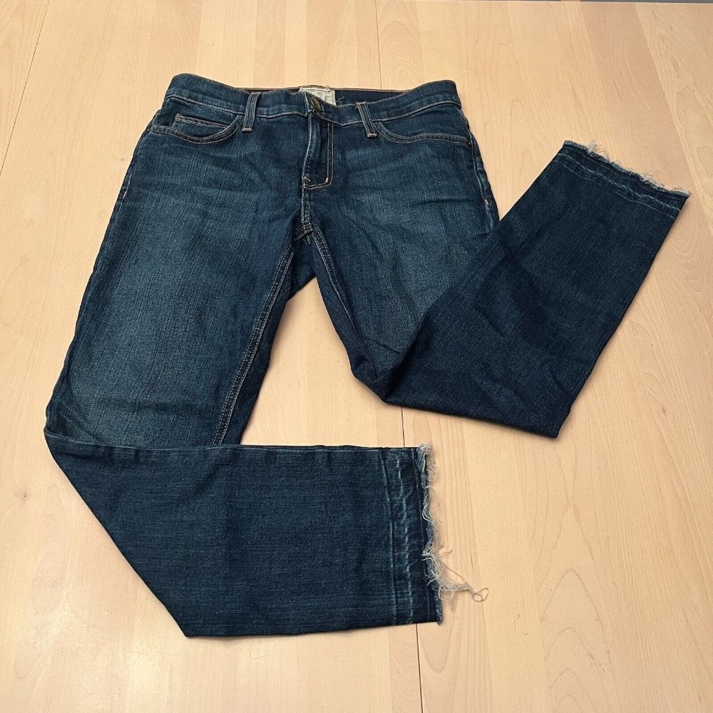 Current/Elliott The Cropped Straight Stagecoach w/ Released Hem Jeans Size 25